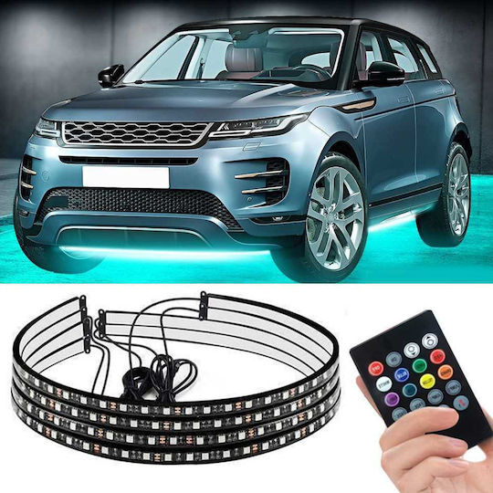 Set LED Strips RGB Music Car Underbody Tube Remote Control 2 x 90cm 2 x 120cm 4 Pcs