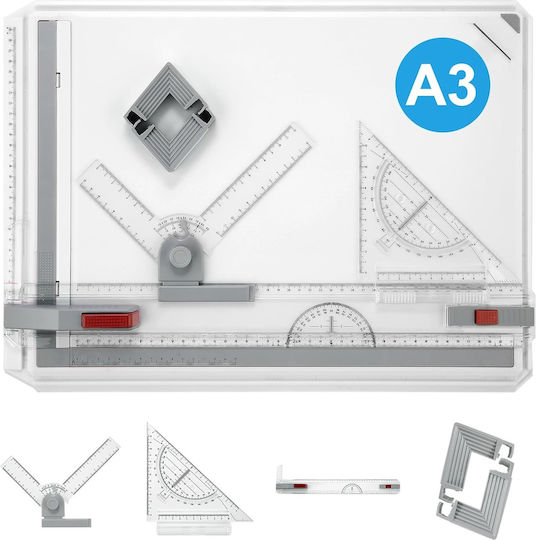Set von geometrischen Instrumenten Kunststoff Transparent 50cm