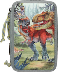 Dino World Federmäppchen mit 3 Fächern Gray