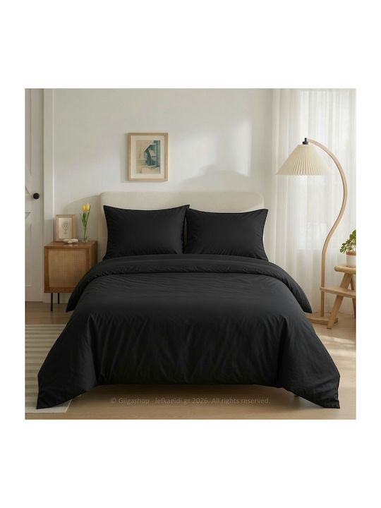 Casa Colori Duvet Cover Single 100% Cotton 160x240 Black