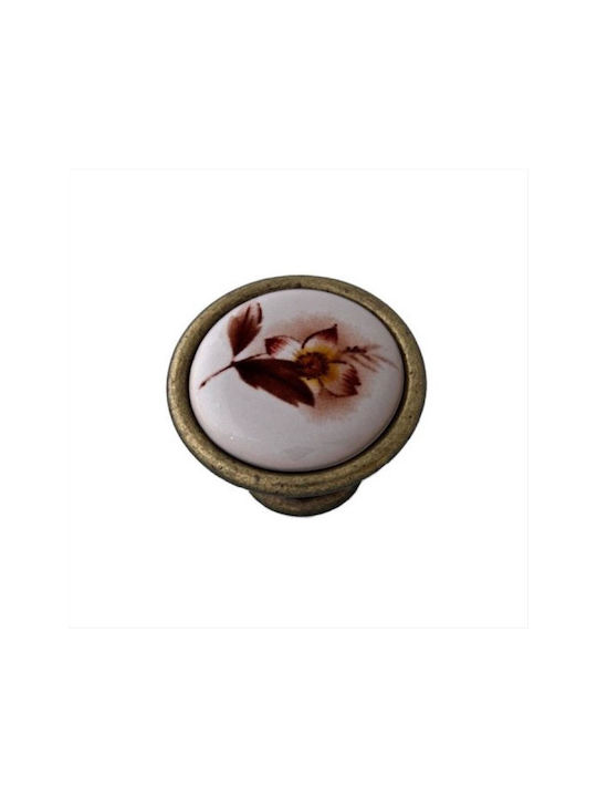 Porzellan Knopf 8256aay Braun Blume Porzellan Knopf 8256aay Braun Blume