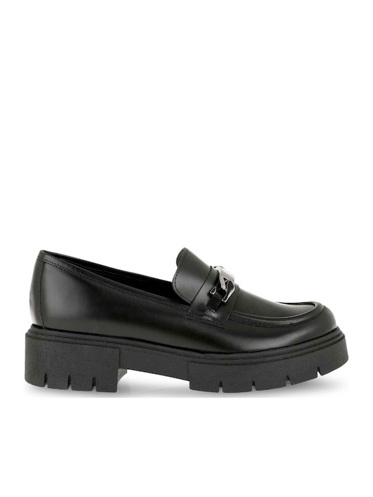 Δερμάτινα Γυναικεία Loafers σε Μαύρο Χρώμα