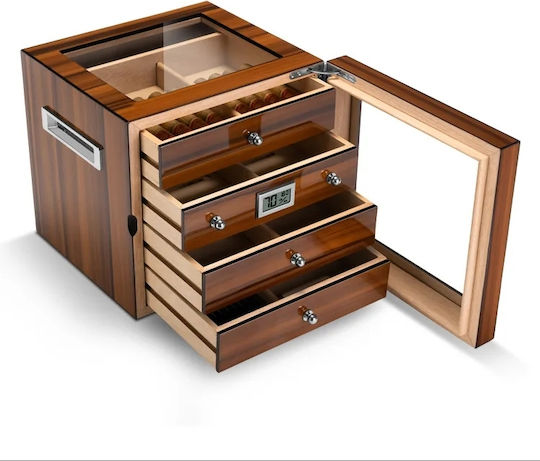 Panora Cigar Humidifier Wood Box with Digital Hygrometer 24.5x24.5x23cm