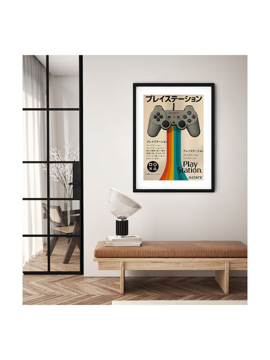 Gaming Poster Playstation 1 Controller Japanese Edition Gm2385 21cm X 30cm White Frame PVC