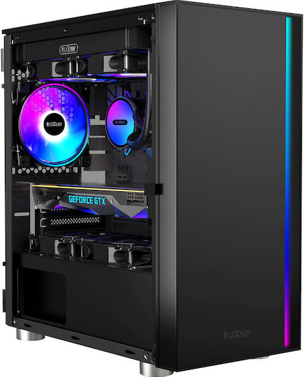 PCCOOLER LM300G Gaming Mini Tower Κουτί Υπολογιστή με Πλαϊνό Παράθυρο και ARGB Φωτισμό Μαύρο