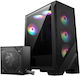 MAG Forge 120A Airflow Геймърско бюро Midi Tower Компютърна кутия със страничен прозорец и RGB осветление 650W 80+ Bronze Power Supply