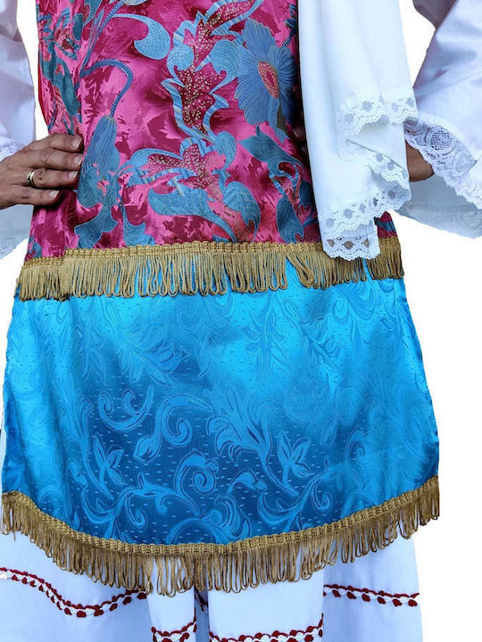 Παραδοσιακή Φορεσιά Χίου με 3 Σειρές Κολιέ White/Burgundy