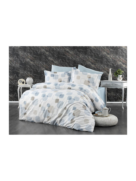 Dimcol Μελίνα Σετ Σεντόνια Υπέρδιπλα 220x240εκ. White-light Blue (4τμχ)