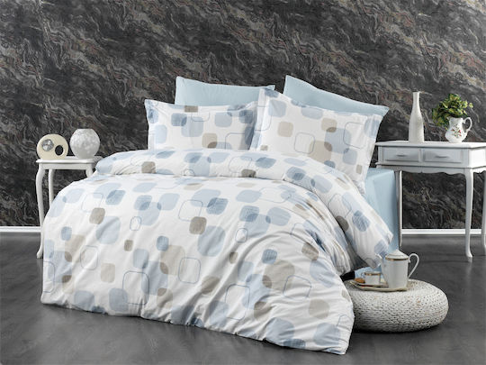 Dimcol Μελίνα Σετ Σεντόνια Υπέρδιπλα 220x240εκ. White-light Blue (4τμχ)