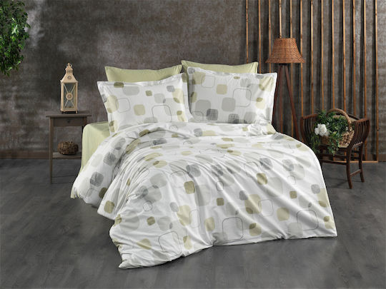 Dimcol Bettwäsche-Set Überdoppel 240x270cm. Melina White-olive 4Stück