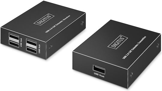 Digitus Usb Hub Extender Da-73120 4 X Ports Usb-a 2.0 150m Use Cat 6 Higher Black