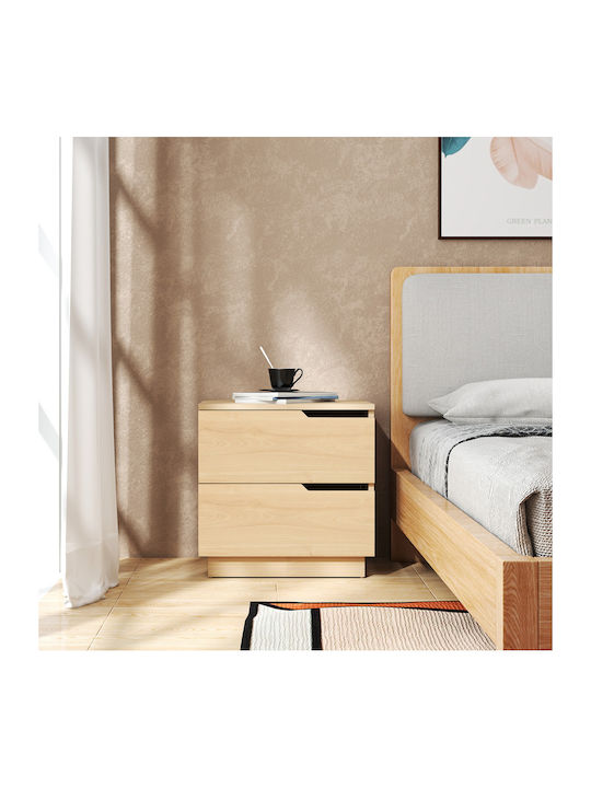 Bedside Table Verena Wooden Beige 48x40x48cm