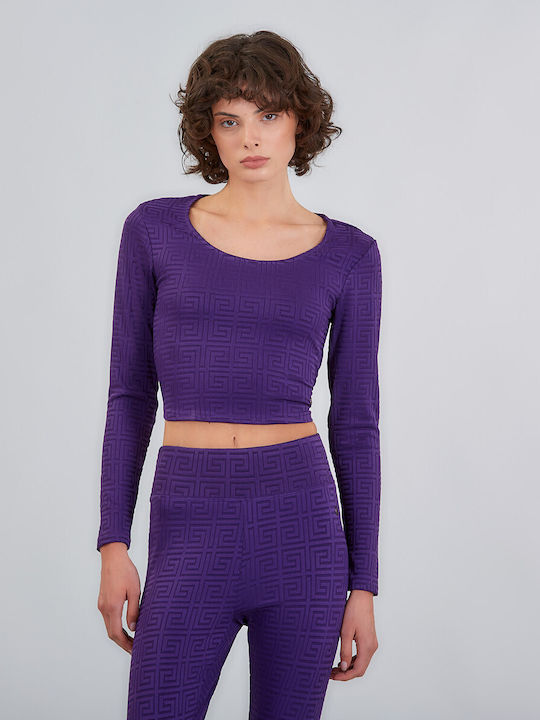 Admiral Femeie Cu mânecă lungă Crop Pulover Purple