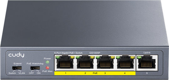 Cudy CUDY-GS105P v1 Unmanaged L2 PoE+ Switch με 5 Θύρες Gigabit (1Gbps) Ethernet
