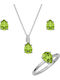 Verorama Set with Necklace , Earrings & Ring from Silver with Stones