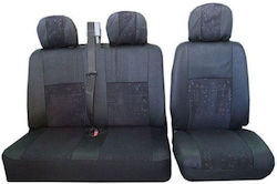 2+1 Car Seat Covers Upholstery Set Van Minibus Universal Transit Sprinter Movano Master Crafter Transporter Lt Boxer Jumper Black