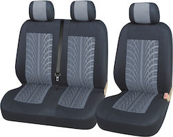2 + 1 Upholstery Bus Van Tread Pattern Transit Sprinter Movano Master Crafter Transporter Lt Boxer Jumper Textile Black 5 Pieces Textile
