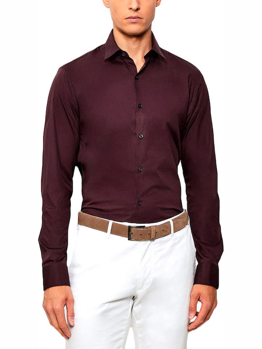 Calvin Klein Long-sleeved Cotton Shirt Bordeaux