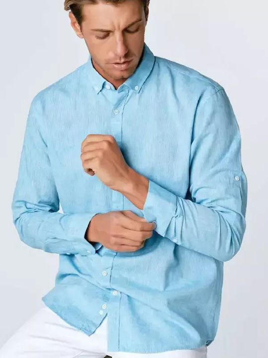 Cu mânecă lungă In Cămașă Light Blue
