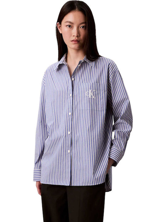 Calvin Klein Women's Denim Striped Long Sleeve ...