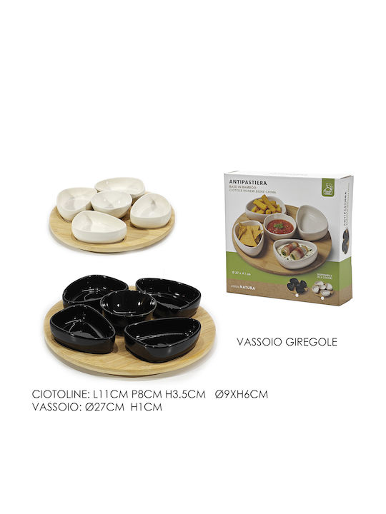 General Trade Porcelain Dessert Divided Serving Tray Black Ø27cm 5pcs