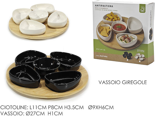General Trade Porcelain Dessert Divided Serving Tray Black Ø27cm 5pcs