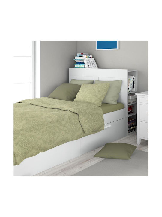 Dimcol Σετ Σεντόνια Μονά Βαμβακερά Light Olive 160x240cm 3τμχ