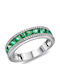 Kiriakos Gofas Дамски Пръстен Половинчат с Диамант от Бяло злато 18K