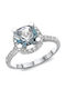 Kiriakos Gofas Single Stone Ring in 18K White Gold with Aquamarine and Diamonds