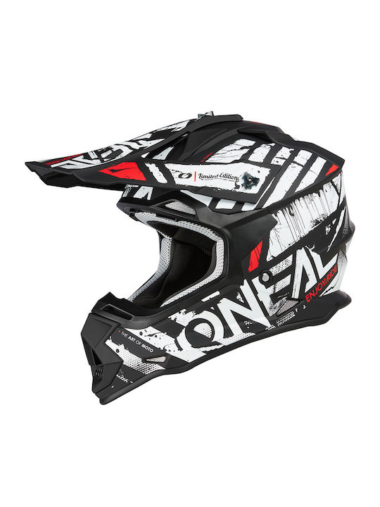 2 Series Glitch V.23 Negru/alb Cască Moto Motocross DOT