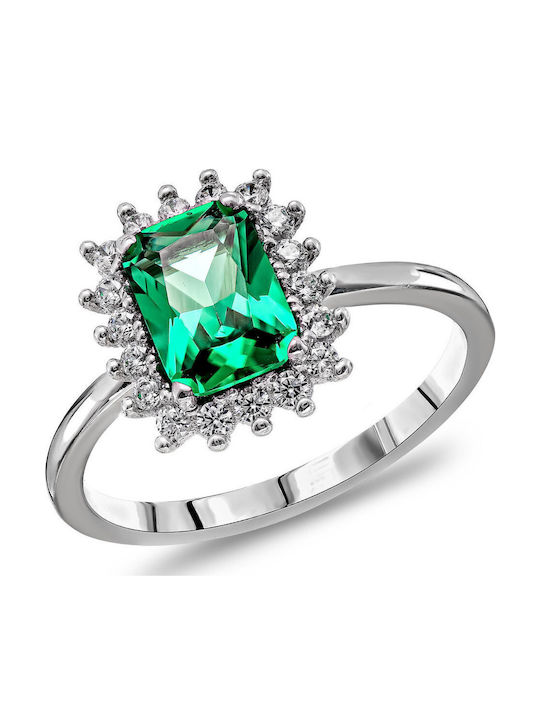 Kiriakos Gofas Ring with Stones made of White gold 14K