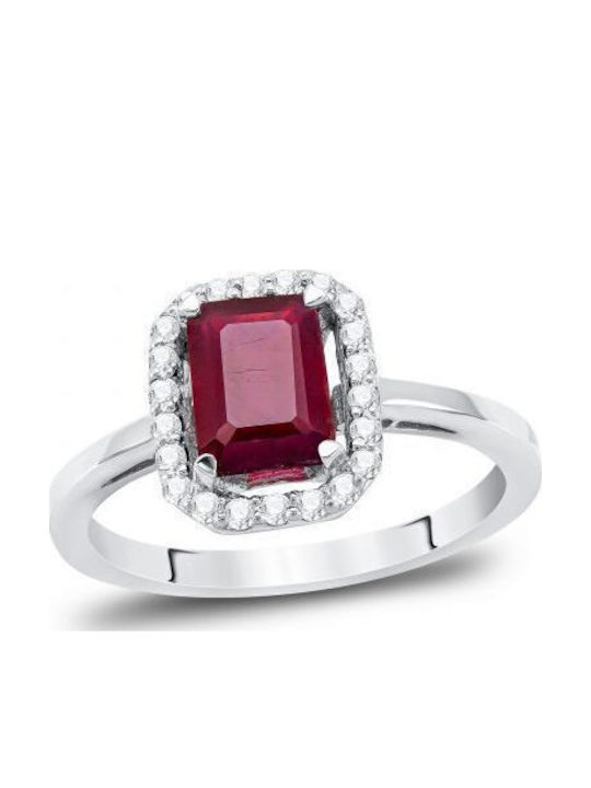 Kiriakos Gofas Ring with Diamond made of White gold 18K