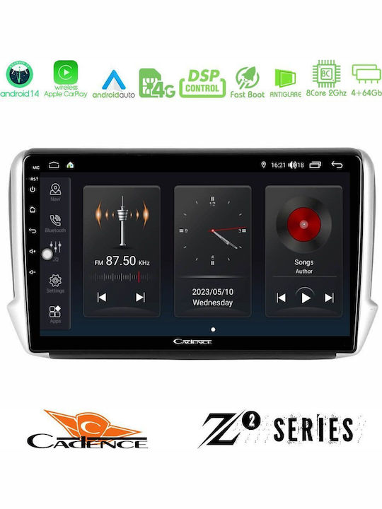 Bizzar Auto-Audiosystem für Peugeot 208 / 2008 2008 (Bluetooth/USB/WiFi/GPS/Apple-Carplay/Android-Auto) mit Touchscreen 10"