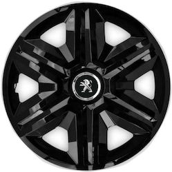 Set 4 Capace De Roți Auto Negre R15 Compatibile Cu Peugeot Range