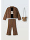 Kids Sweatpants Set Brown Leopard 3pcs
