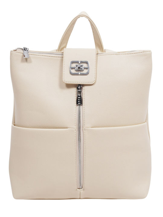 Leather Women's Bag Backpack Beige