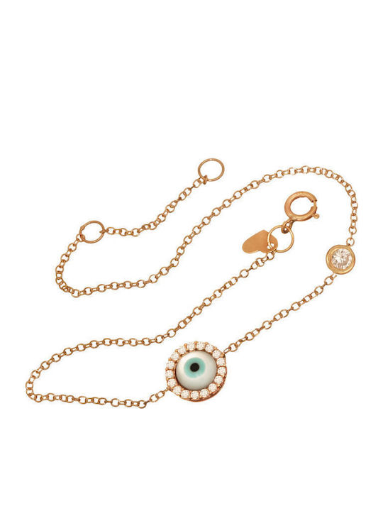 Abadianakis Women's Bracelet with design Eye made of Gold 9K