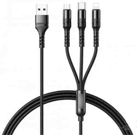 PZX Cablu USB la Lightning / Type-C / micro USB cu mai multe porturi 2.4A 1.2m