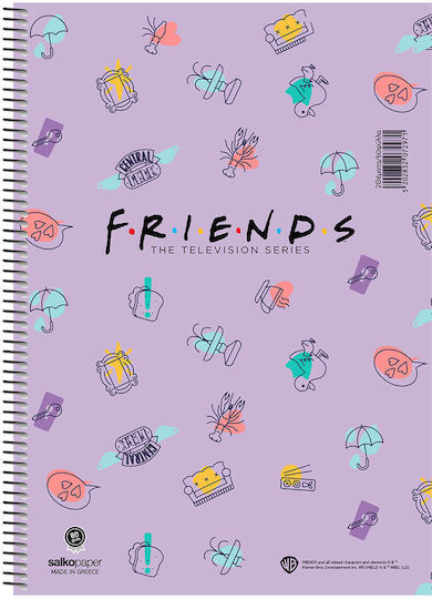 Salko Paper Спирал Тетрадка На райета A4 3 Теми Friends Лилав 1бр