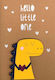 Grußkarte Abziehbare Magnetfigur Hello Little One Gelber Dinosaurier Joy Brand