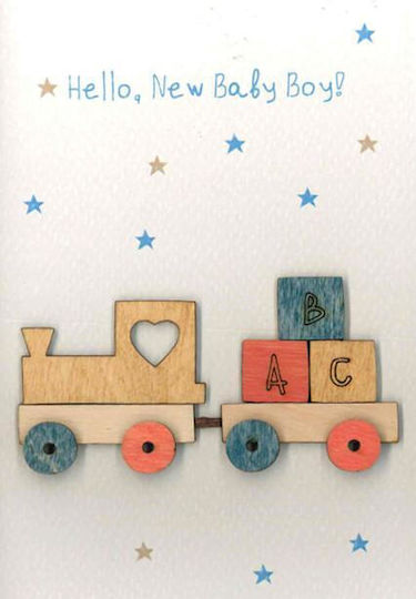 Greeting Card "Hello New Baby Boy!" Train Joy Brand