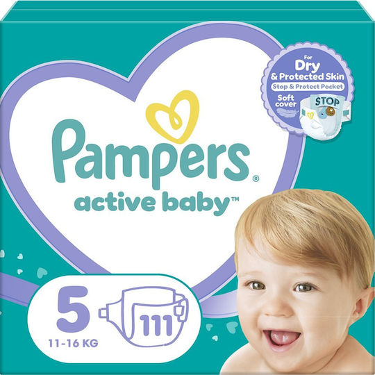 Pampers Πάνες με Αυτοκόλλητο Active Baby No. 5 για 11-16kg 111τμχ