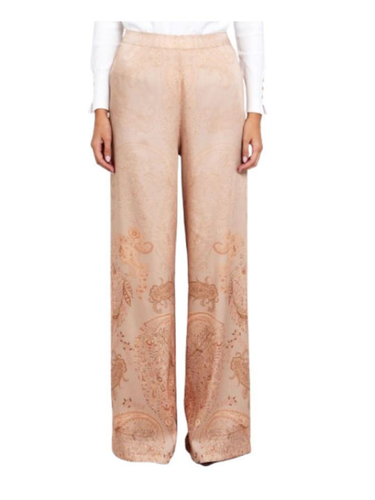 Damen Hoch tailliert Stoff Hose mit Gummizug Paisley