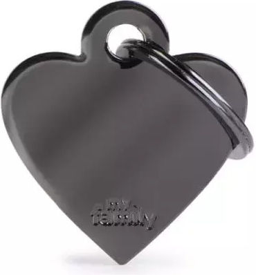 Dog ID Tag My Family Gunmetal Heart Small Myfamily