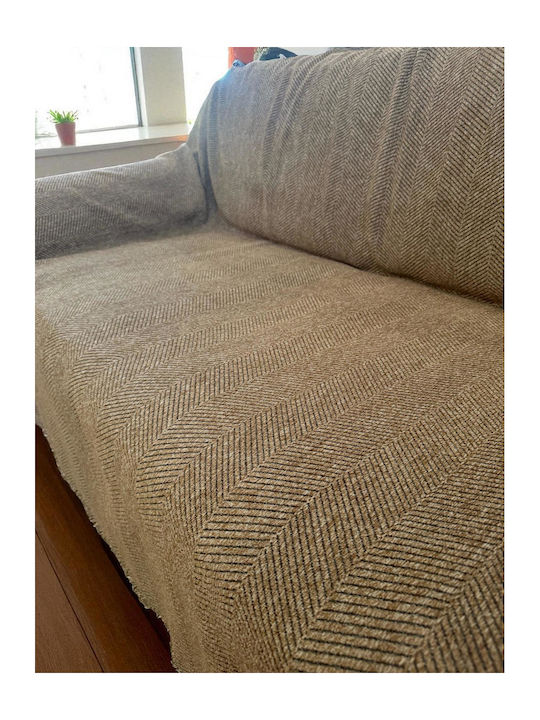 Linea Home Three-Seater Sofa Throw Chenille 180x300cm Mocha