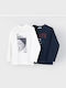 Set Kinderhemden Ecru/Blue