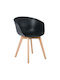 Optim Scaune Sala de mese Lemn Natural, Black 4buc 54x51x79buc