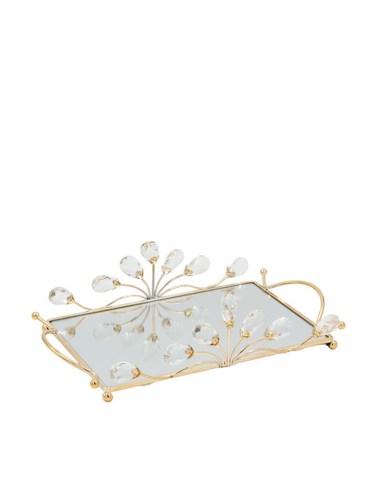 Keskor Metallic Rectangular Decorative Tray with Mirror 33x22x10cm
