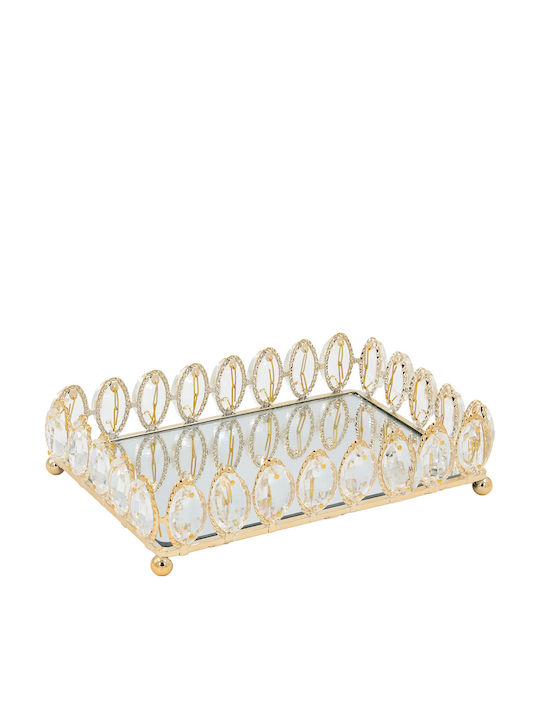 Keskor Metallic Rectangular Decorative Tray with Mirror 23x15x5.5cm