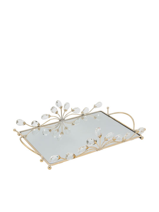 Keskor Metallic Rectangular Decorative Tray with Mirror 38x28x10cm